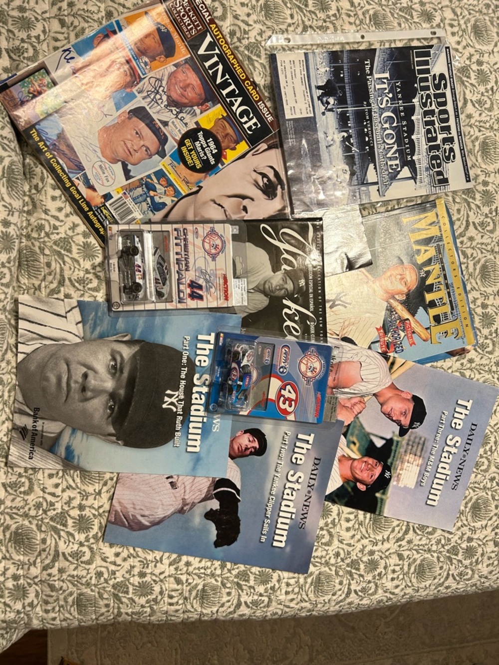 Collection Of Magazines Featuring NY YANKEESS with 2 Matchbox Cars